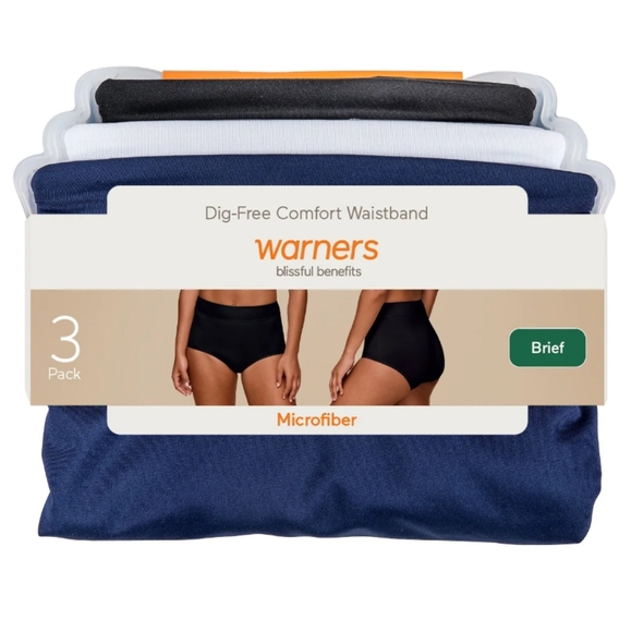 Warner's Women's Blissful Benefits No Muffin Top 3 Pack Brief Panty - Picture 1 of 9